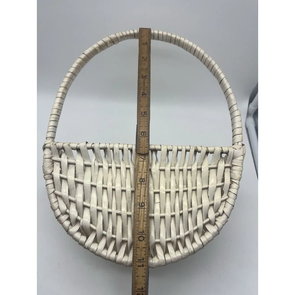 Hanging Woven Storage Wall Wicker Baskets for Small Flower, White